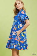 Umgee Floral Ruffle Hem Mini Dress - Desert Sunday