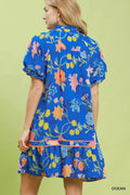 Umgee Floral Ruffle Hem Mini Dress - Desert Sunday