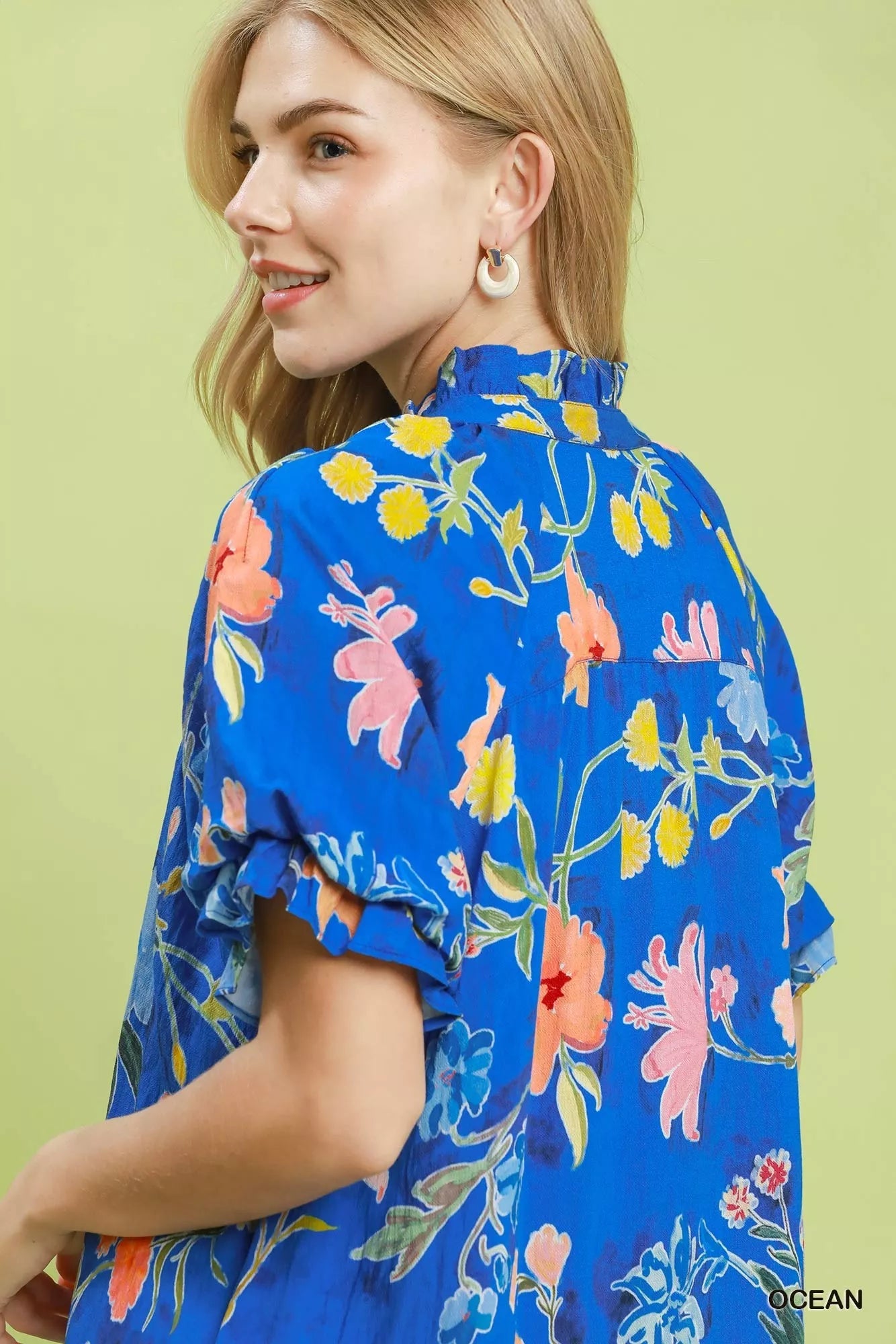 Umgee Floral Ruffle Hem Mini Dress - Desert Sunday