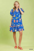 Umgee Floral Ruffle Hem Mini Dress - Desert Sunday