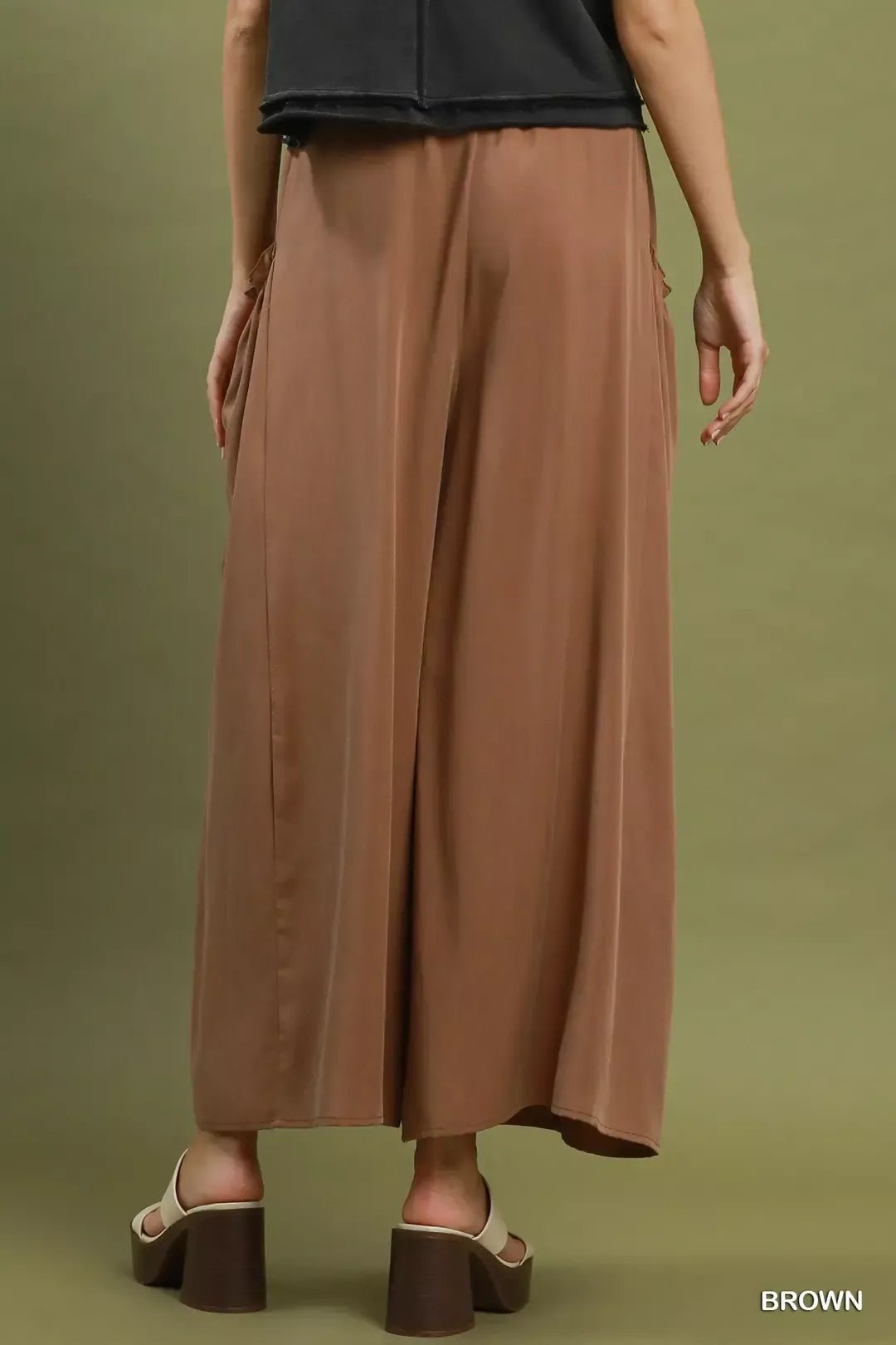 Umgee Flowy Wide Leg Pocket Pants - Desert Sunday