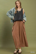 Umgee Flowy Wide Leg Pocket Pants - Desert Sunday