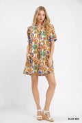 Umgee Jacquard Abstract Print Mini Dress - Desert Sunday