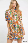 Umgee Jacquard Abstract Print Mini Dress - Desert Sunday