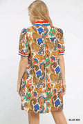 Umgee Jacquard Abstract Print Mini Dress - Desert Sunday