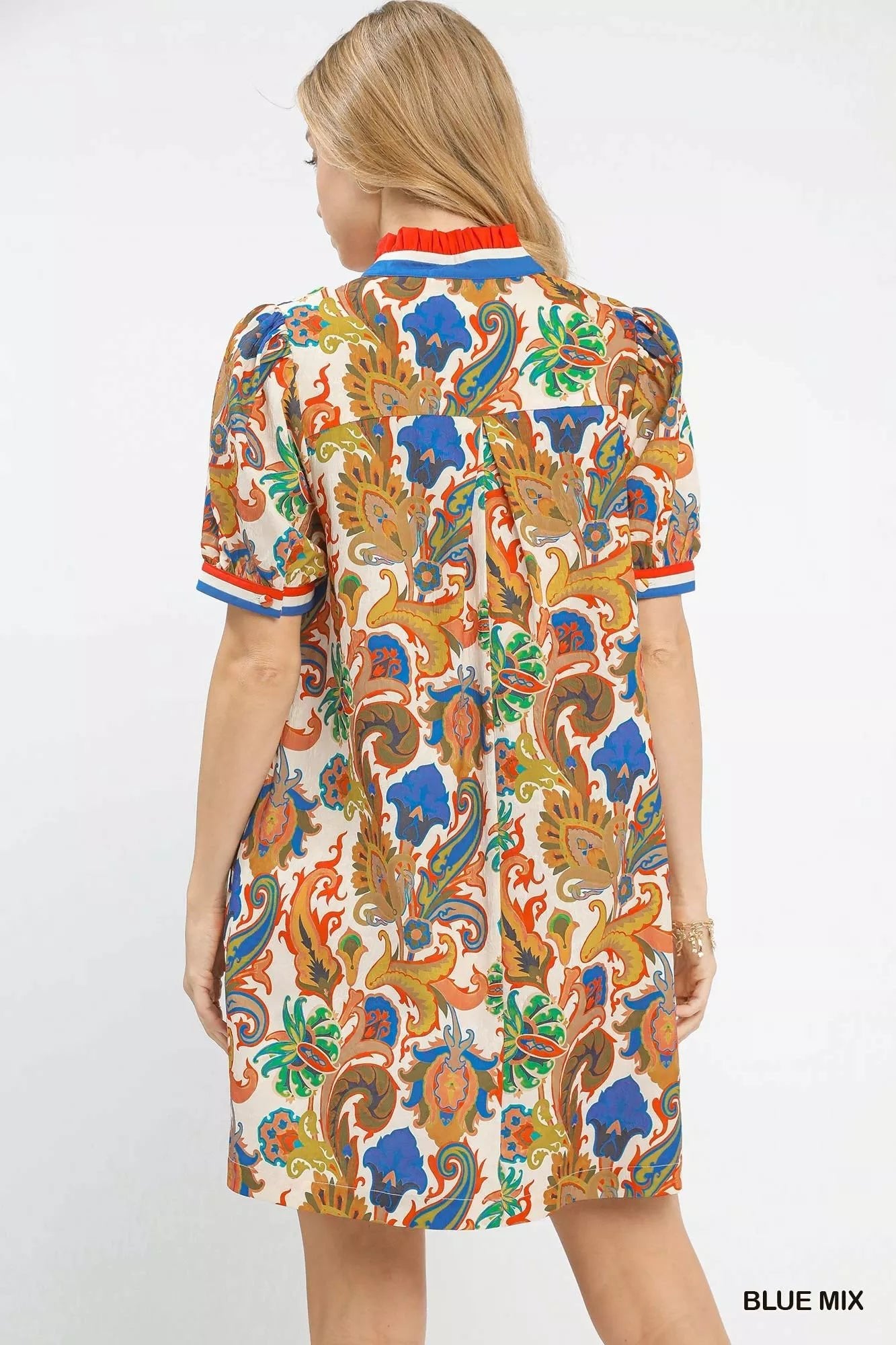Umgee Jacquard Abstract Print Mini Dress - Desert Sunday