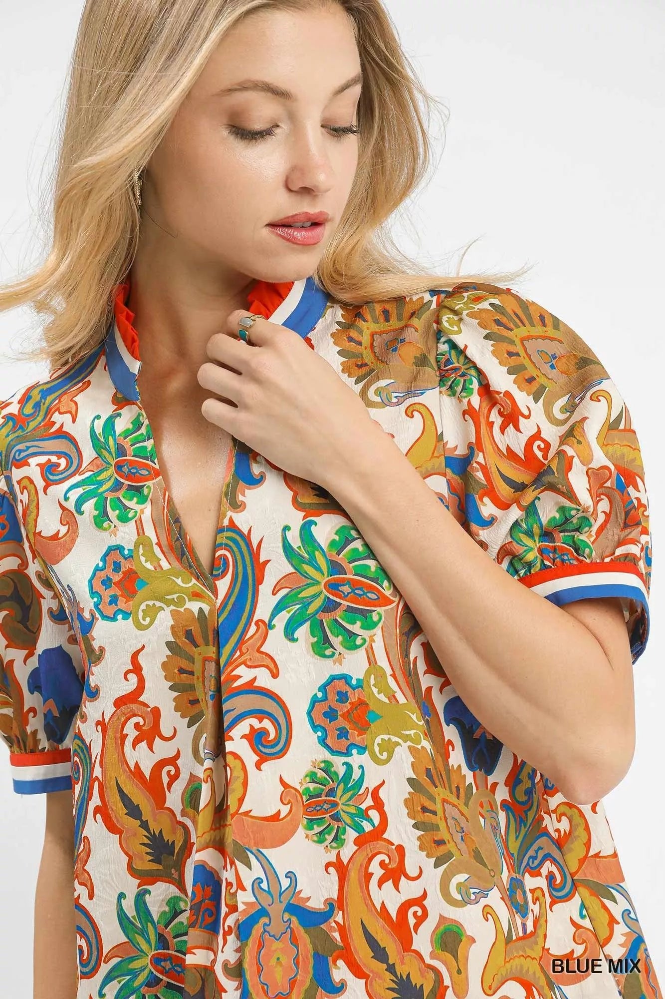 Umgee Jacquard Abstract Print Mini Dress - Desert Sunday
