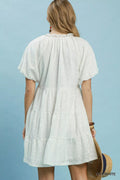 Umgee Jacquard Puff Sleeve Mini Dress - Desert Sunday