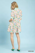 Umgee Mix Floral Ruffle Collar Tiered Babydoll Dress - Desert Sunday