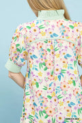 Umgee Mix Floral Ruffle Collar Tiered Babydoll Dress - Desert Sunday