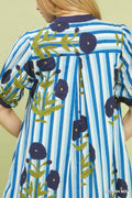 Umgee Mix Floral Stripe Contrast Dress - Desert Sunday