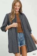 Umgee Plaid Button Down Oversized Shirt Dress - Desert Sunday