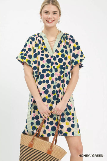 Umgee Polka Dot Print Tunic Dress - Desert Sunday