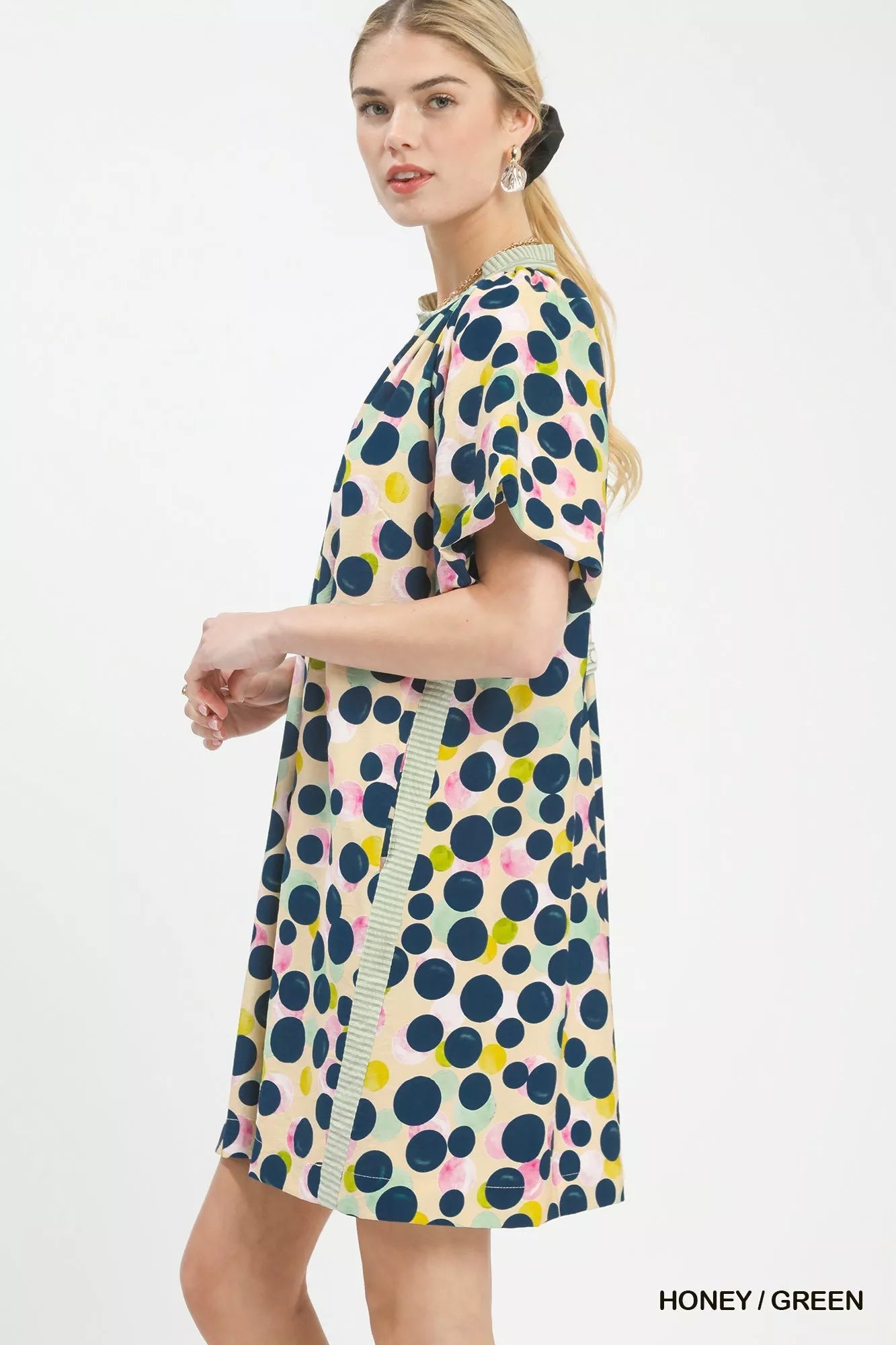 Umgee Polka Dot Print Tunic Dress - Desert Sunday