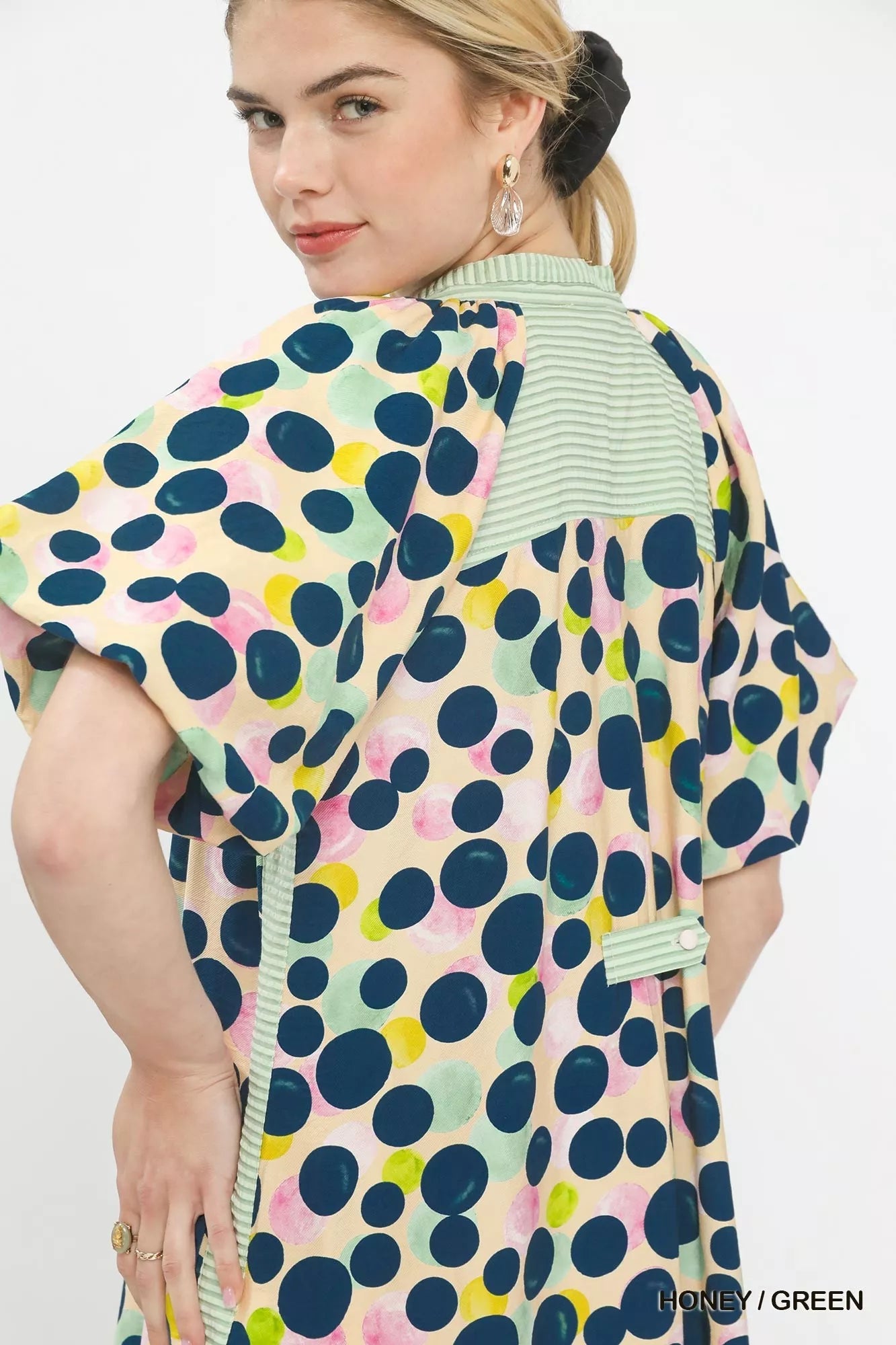 Umgee Polka Dot Print Tunic Dress - Desert Sunday