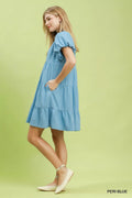 Umgee Puff Sleeve Tiered Babydoll Dress - Desert Sunday
