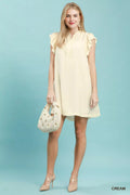 Umgee Ruffle Sleeve Henley Shift Dress - Desert Sunday