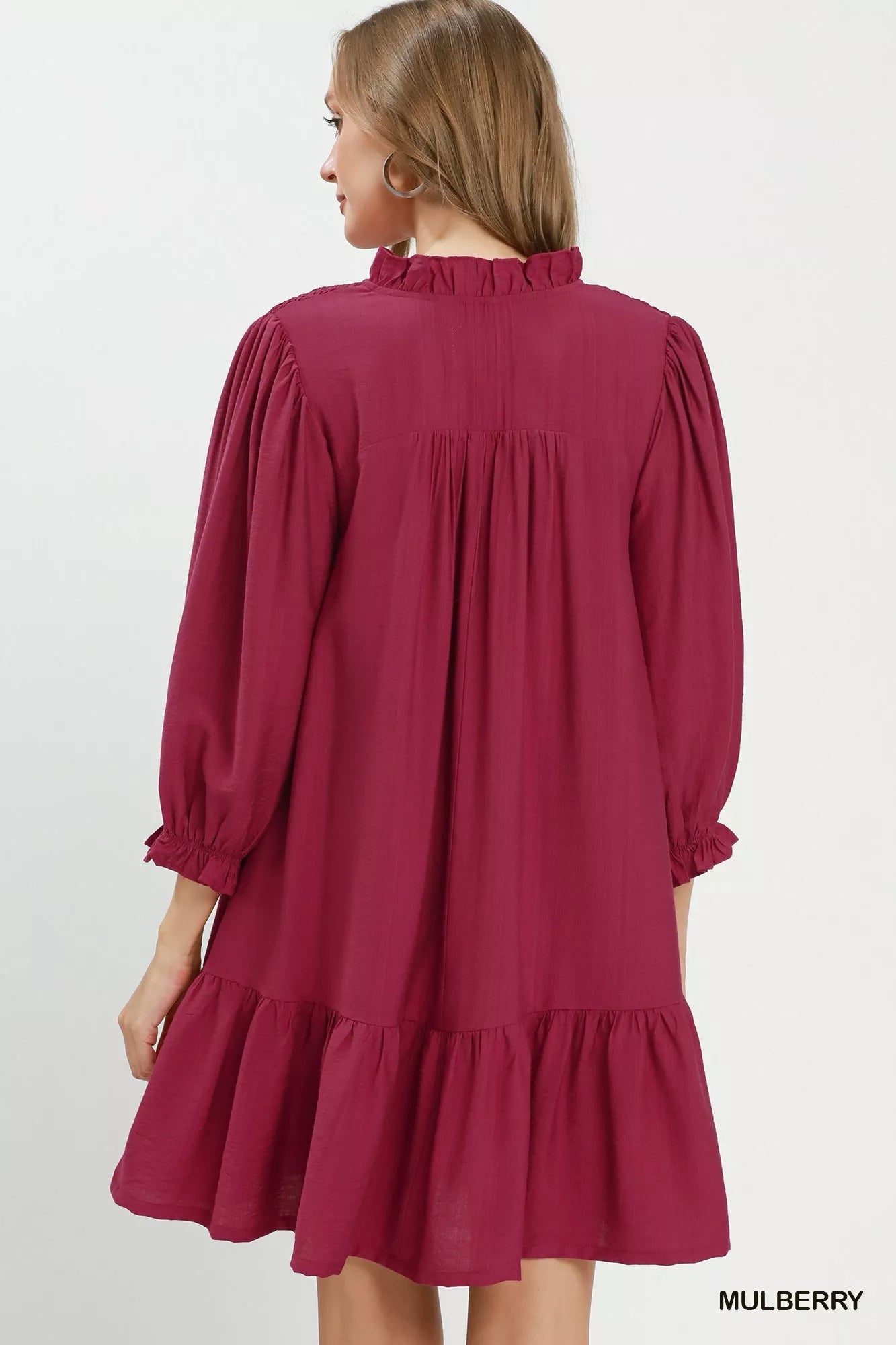 Umgee Smocked Ruffle Detail Tiered Mini Dress - Desert Sunday
