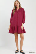 Umgee Smocked Ruffle Detail Tiered Mini Dress - Desert Sunday