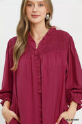 Umgee Smocked Ruffle Detail Tiered Mini Dress - Desert Sunday