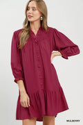 Umgee Smocked Ruffle Detail Tiered Mini Dress - Desert Sunday