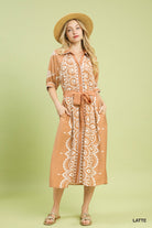 Umgee Sunset Paisley Tie-Waist Dress C5831 - Desert Sunday