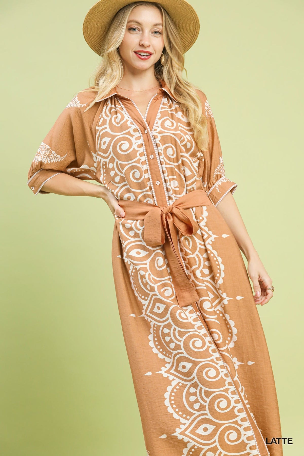Umgee Sunset Paisley Tie-Waist Dress C5831 - Desert Sunday