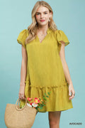 Umgee Textured Ruffle Hem Mini Dress - Desert Sunday