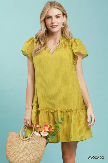 Umgee Textured Ruffle Hem Mini Dress - Desert Sunday