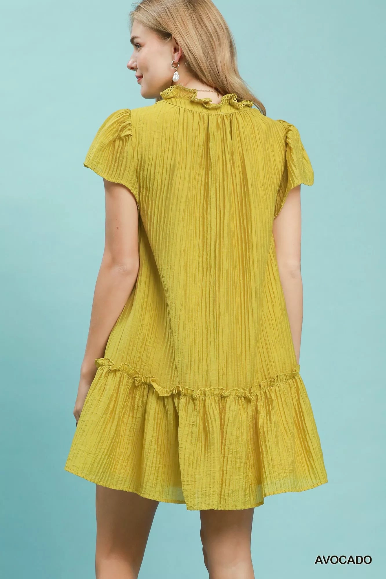 Umgee Textured Ruffle Hem Mini Dress - Desert Sunday