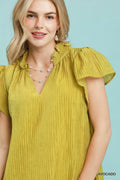 Umgee Textured Ruffle Hem Mini Dress - Desert Sunday