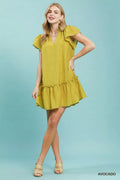 Umgee Textured Ruffle Hem Mini Dress - Desert Sunday