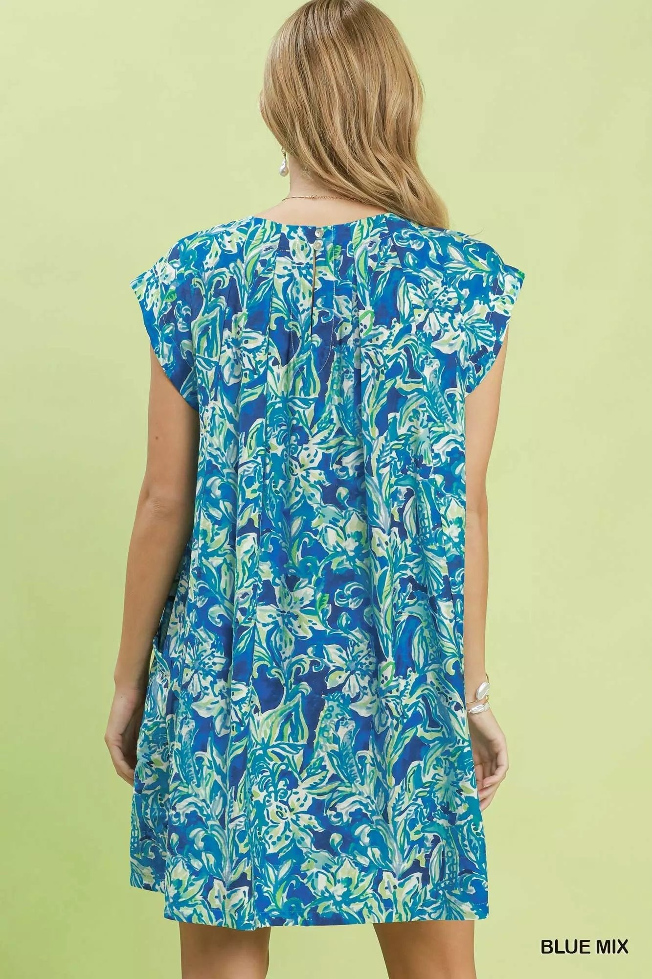 Umgee Tropical Floral Flutter Sleeve Swing Dress - Desert Sunday