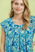 Umgee Tropical Floral Flutter Sleeve Swing Dress - Desert Sunday