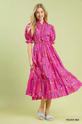 Umgee Vibrant Ruffle Smocked Midi Dress - Desert Sunday