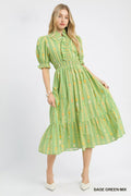 Umgee Vibrant Ruffle Smocked Midi Dress - Desert Sunday