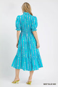 Umgee Vibrant Ruffle Smocked Midi Dress - Desert Sunday
