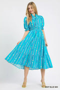 Umgee Vibrant Ruffle Smocked Midi Dress - Desert Sunday