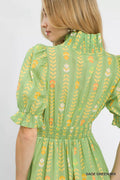 Umgee Vibrant Ruffle Smocked Midi Dress - Desert Sunday