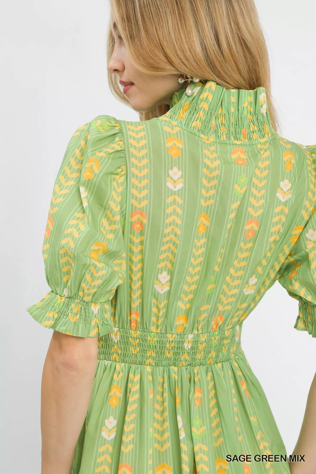 Umgee Vibrant Ruffle Smocked Midi Dress - Desert Sunday