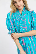 Umgee Vibrant Ruffle Smocked Midi Dress - Desert Sunday