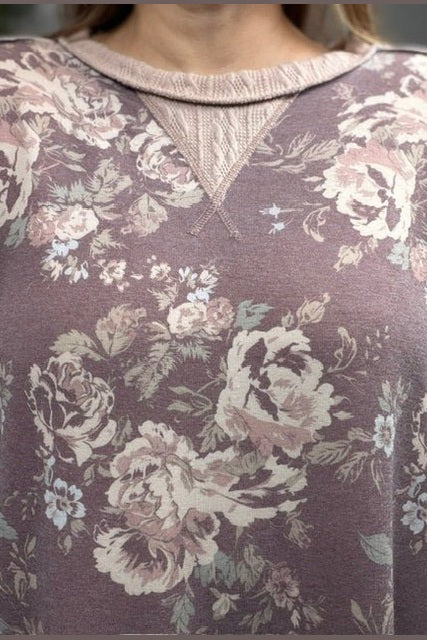 Vintage Floral Puff Sleeve Sweatshirt - Desert Sunday
