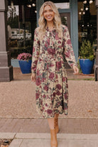 Vintage Rose Garden Floral Midi Dress - Desert Sunday