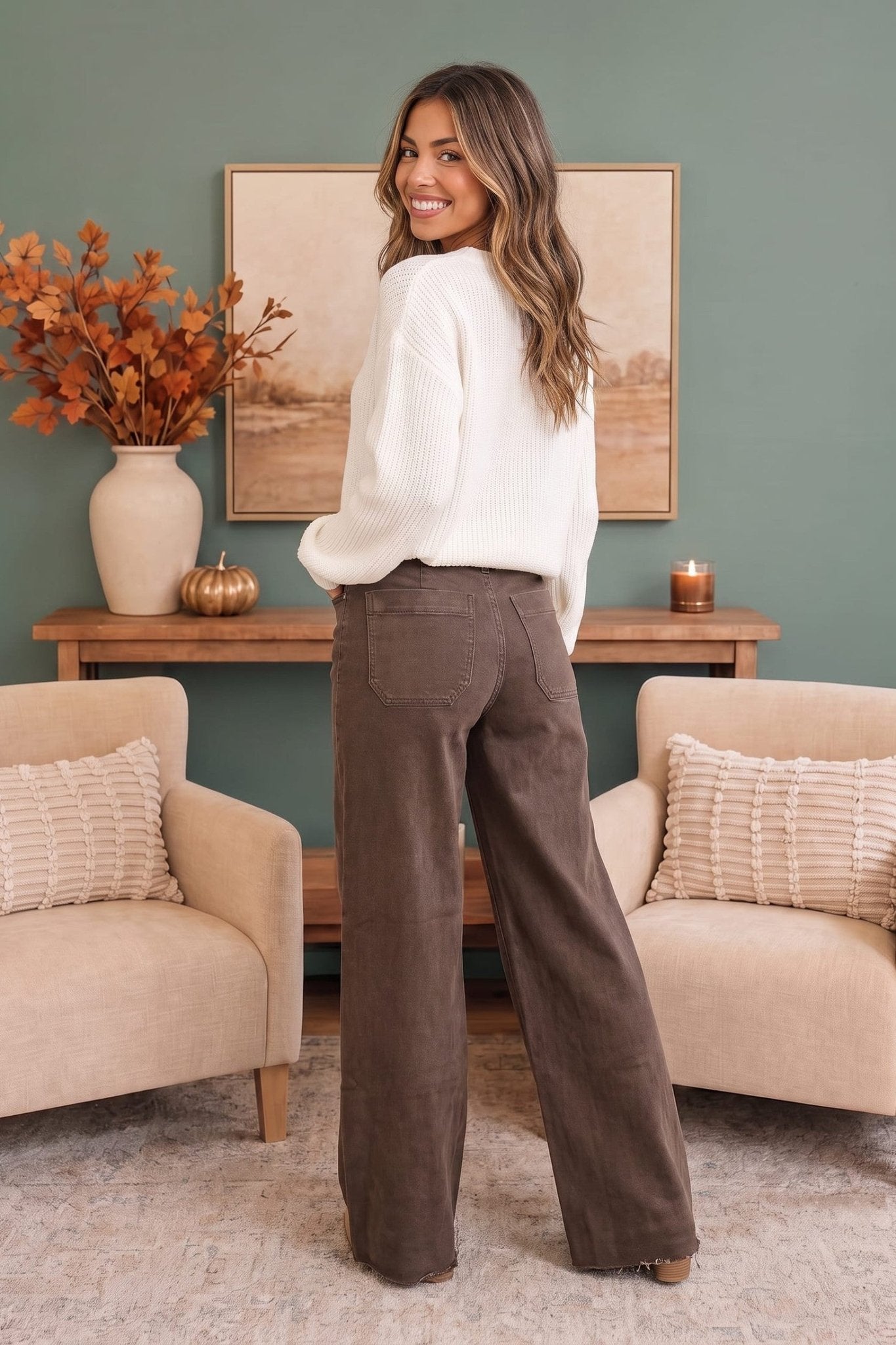 Washed Brown Jeans That Mean Business - Desert Sunday