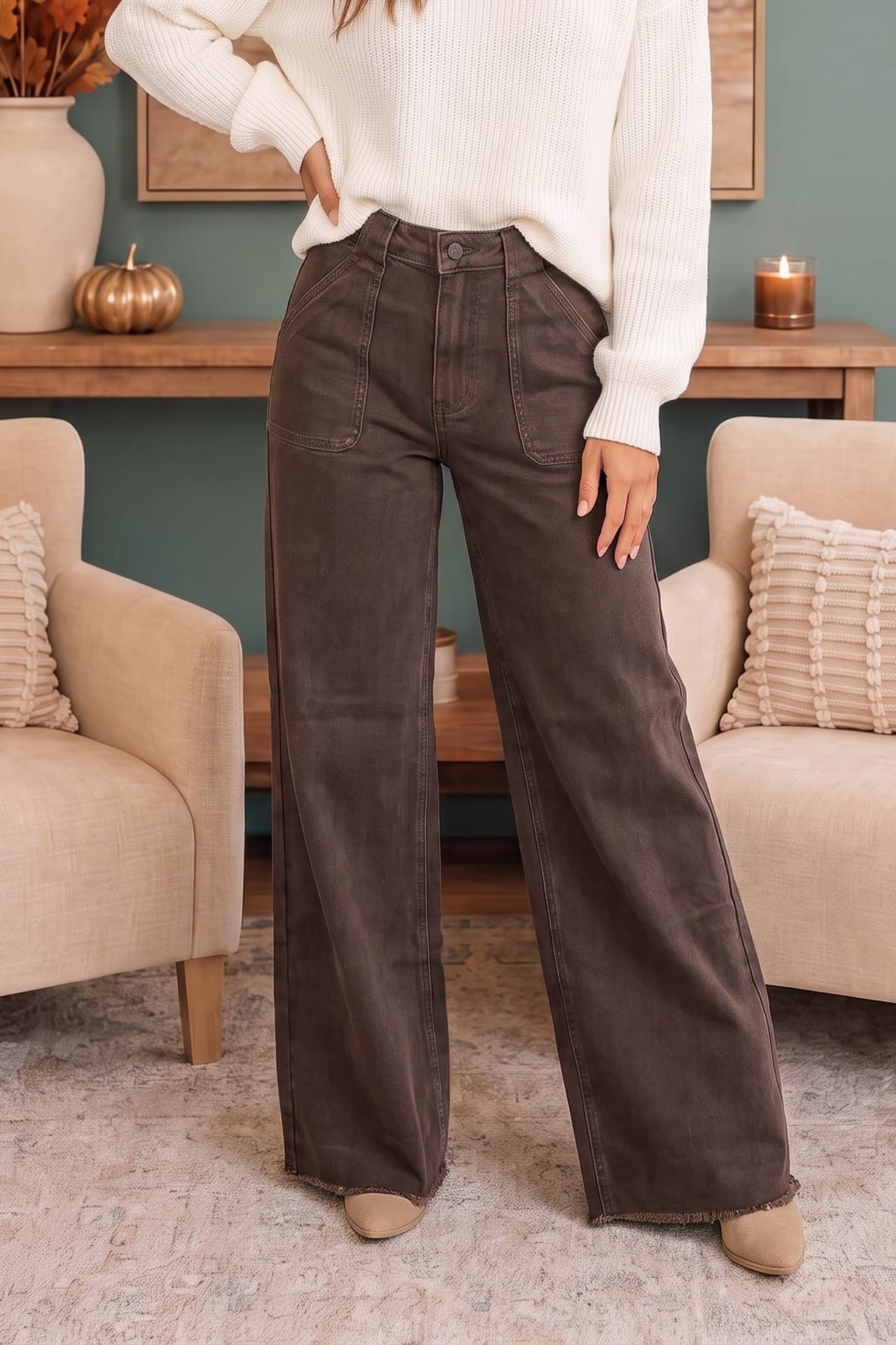 Washed Brown Jeans That Mean Business - Desert Sunday