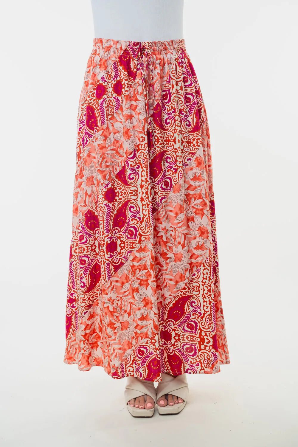 White Birch Full Size High Waisted Floral Woven Skirt - Desert Sunday