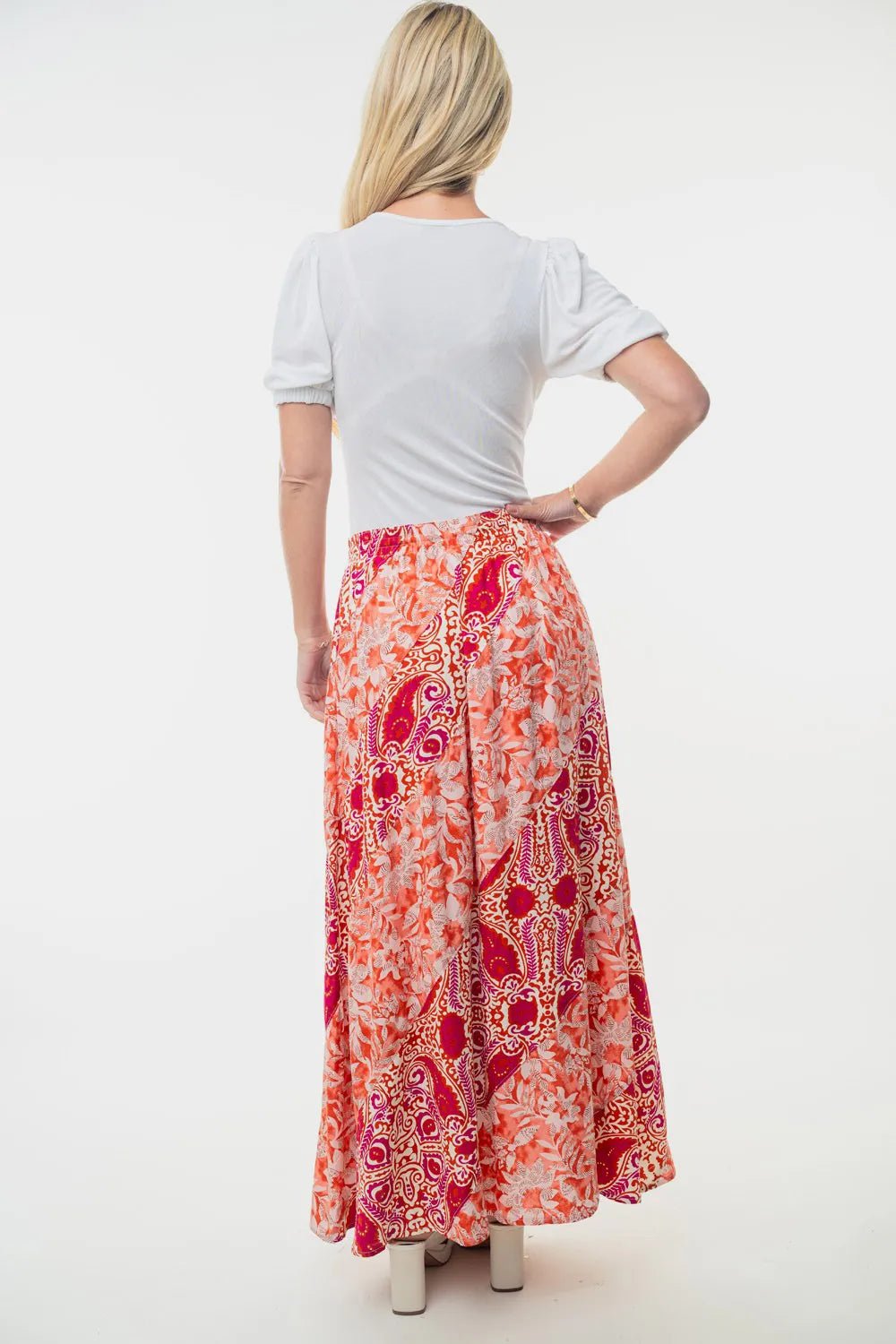 White Birch Full Size High Waisted Floral Woven Skirt - Desert Sunday