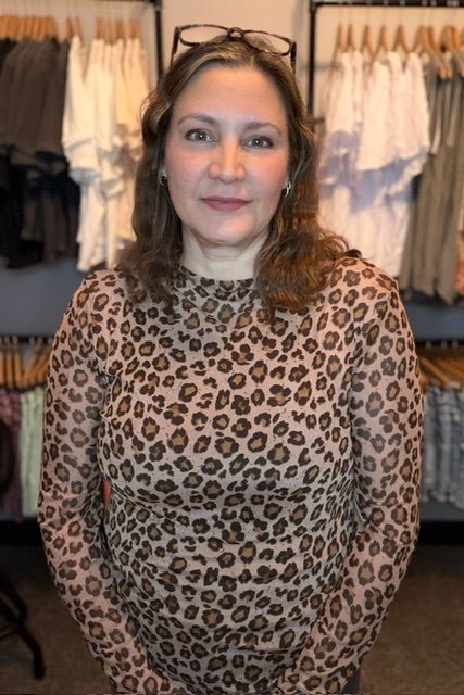 Wild Side Leopard Mesh Long Sleeve Top - Desert Sunday