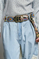 Wildflower Embroidered Cotton Belt - Desert Sunday