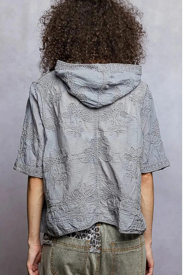 Wildflower Hooded Blouse in Grey - Desert Sunday